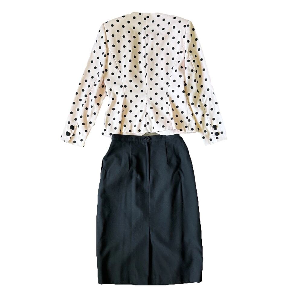 Vintage Kasper ASL Polka Dot Skirt Suit Sz 8 Blush Pink Black Barbiecore 90’s - Picture 3 of 16